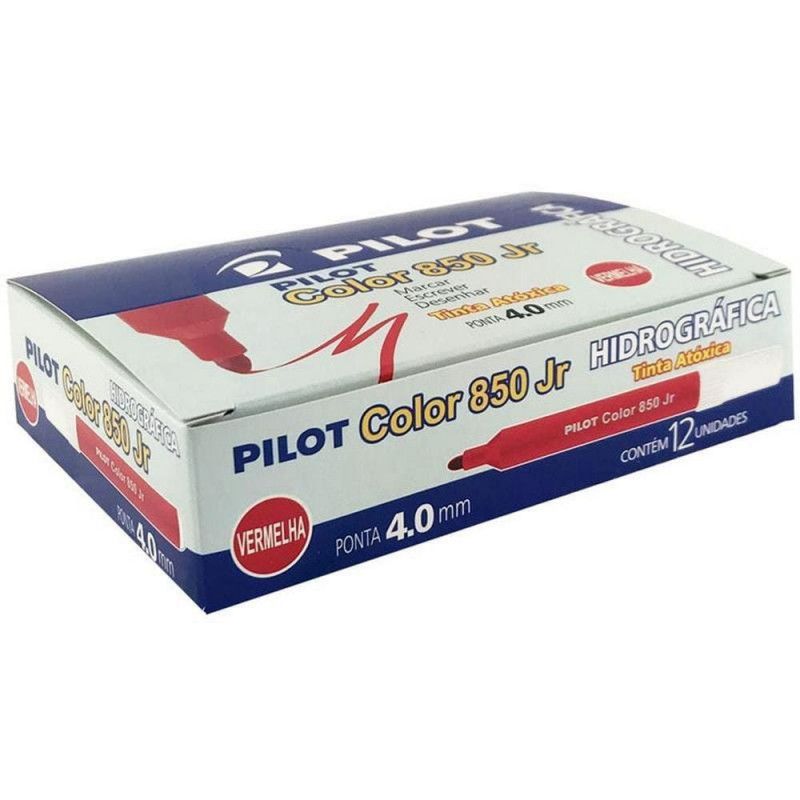CANETA HIDROGRAFICA COLOR 850 JR VERMELHO PILOT - REF. 850 - CAIXA COM 12 UNIDADES