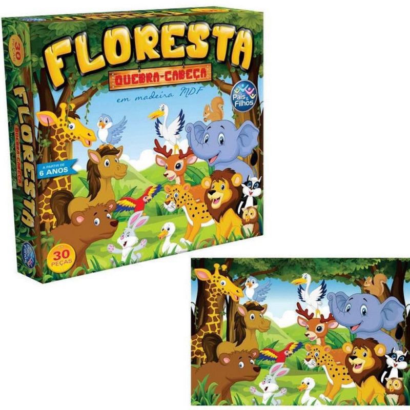 QUEBRA CABEÇA FLORESTA 30 PEÇAS MADEIRA PAIS E FILHOS - REF 7690 - 1 UNIDADE