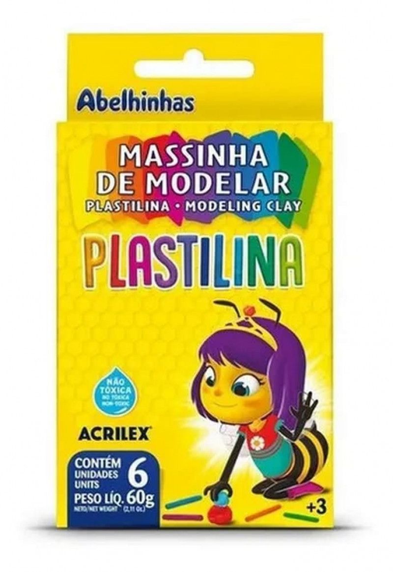 MASSA MODELAR 6 CORES ACRILEX - REF. 7006 - PACOTE COM 12 UNIDADES