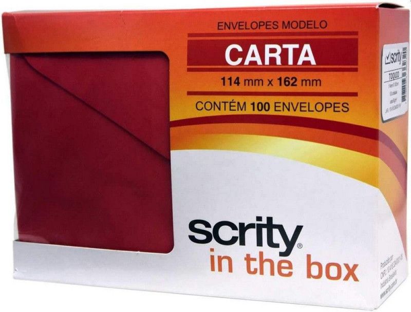 ENVELOPE CARTA 114X162MM VERMELHO QUEIMADO SCRITY - REF. PEQUIM - CAIXA COM 100 UNIDADES