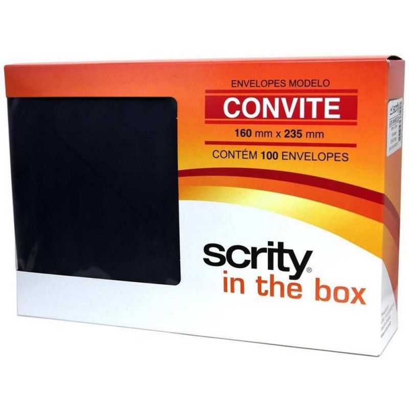 ENVELOPE CONVITE 160X235MM PRETO SCRITY - REF. LOS ANGELES - CAIXA COM 100 UNIDADES