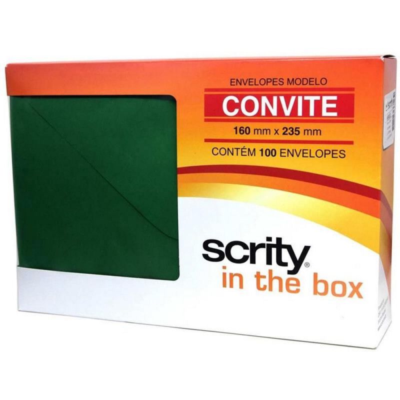 ENVELOPE CONVITE 160X235MM VERDE SCRITY - REF. BRASIL - CAIXA COM 100 UNIDADES