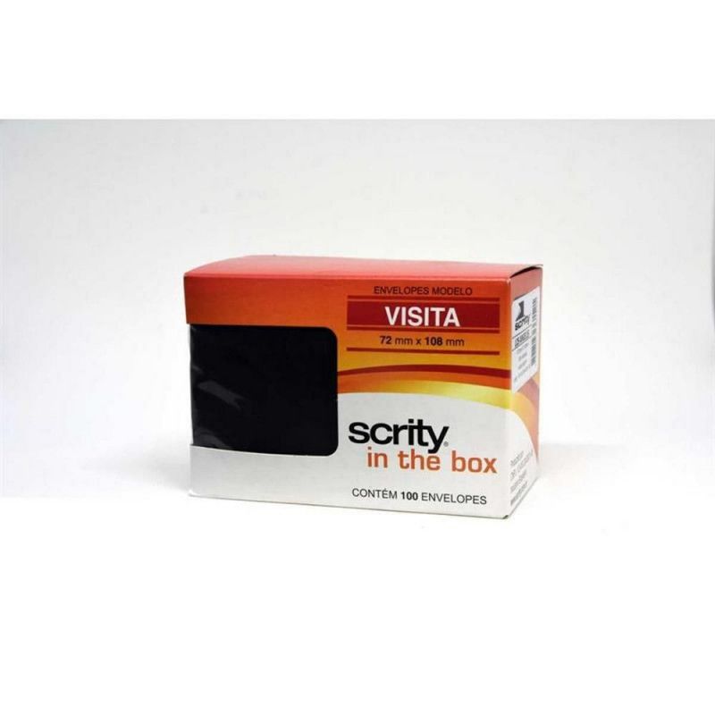 ENVELOPE VISITA 72X108MM PRETO SCRITY - REF. LOS ANGELES -  CAIXA COM 100 UNIDADES