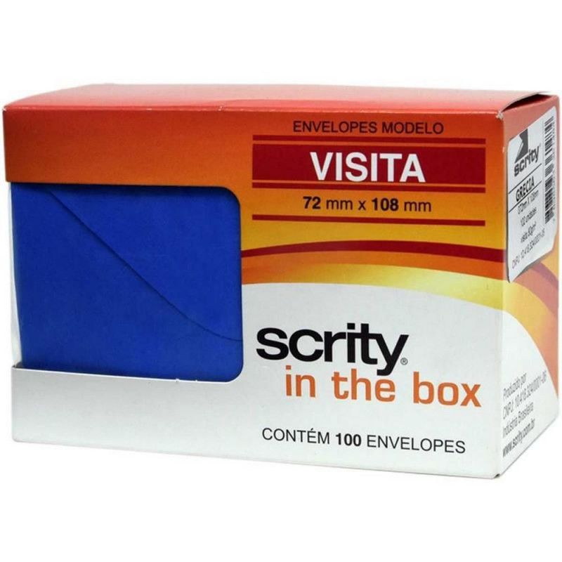 ENVELOPE VISITA 72X108MM AZUL ROYAL SCRITY - REF. GRECIA - CAIXA COM 100 UNIDADES