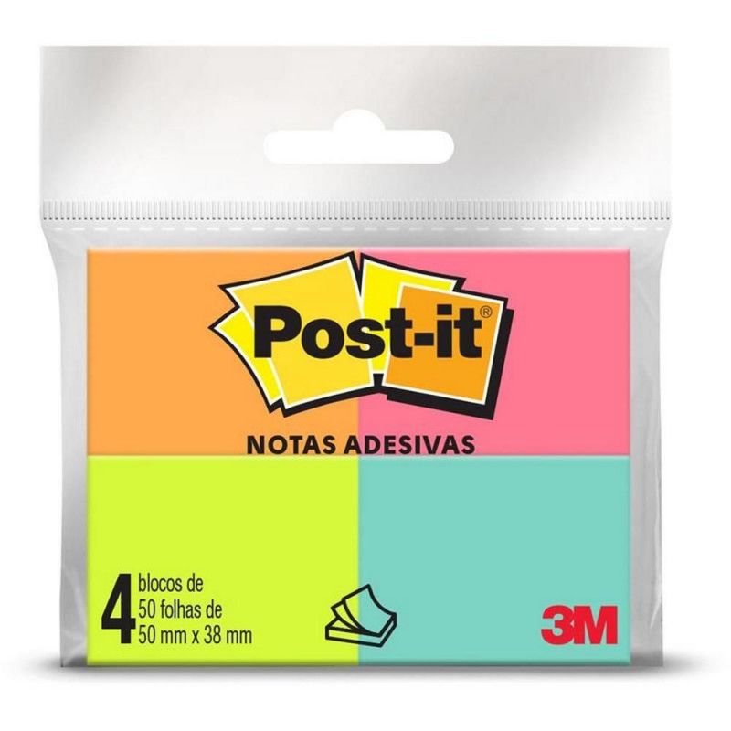 BLOCO ADESIVO ANOTACAO 38X50MM 50 FOLHAS 4 CORES TROPICAL - REF. 653 - 1 UNIDADE