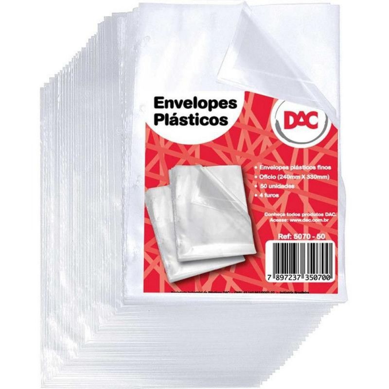 ENVELOPE PLASTICO 4 FUROS A3 320X425 EXTRA MEDIO  - REF. 5324 - CAIXA COM 50 UNIDADES
