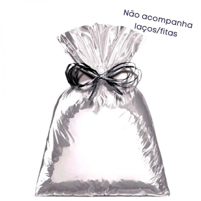 SACO 45X59CM METALIZADO PRATA CROMUS - REF. 795121 - PACOTE COM 25 UNIDADES