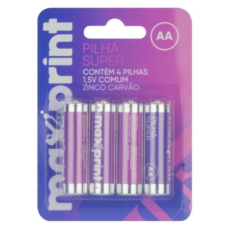 PILHA PEQUENA AA COM 4 MAXPRINT - REF. 75644-9 - CAIXA COM 12 UNIDADES