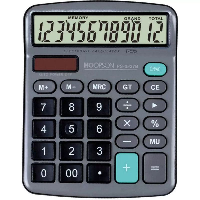 CALCULADORA 12 DIGITOS BATERIA PS-6837B 15CM HOOPSON - REF. PS-6837B - 1 UNIDADE
