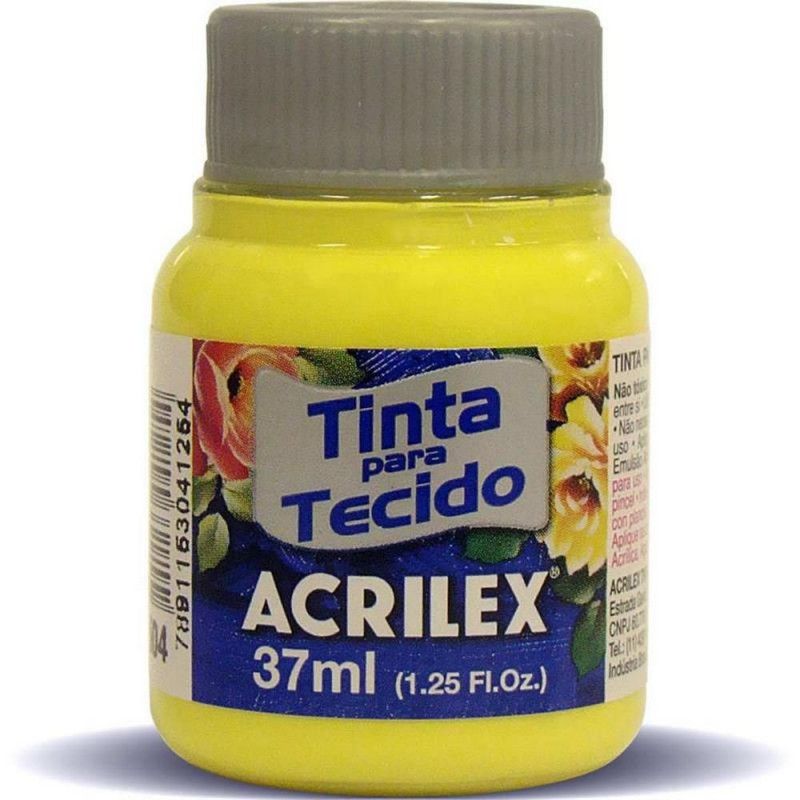 TINTA PARA TECIDO 37ML AMARELO LIMAO - REF. 504 - PACOTE COM 12 UNIDADES