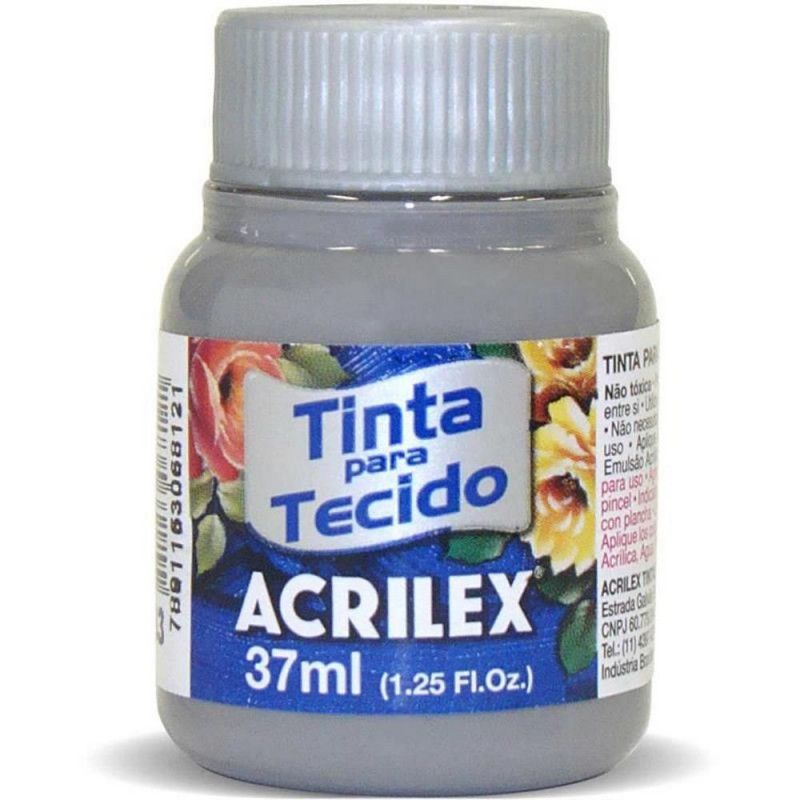 TINTA PARA TECIDO 37ML CINZA - REF. 933 - CAIXA COM 12 UNIDADES