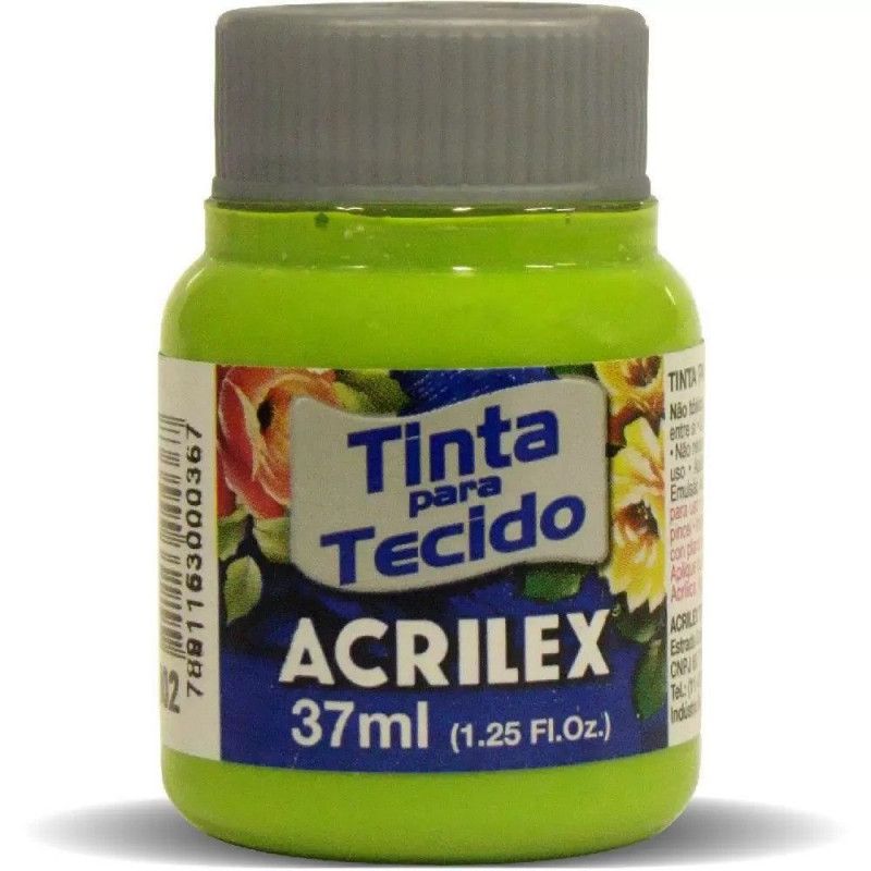 TINTA PARA TECIDO 37ML VERDE MACA - REF. 802 - 1 UNIDADE