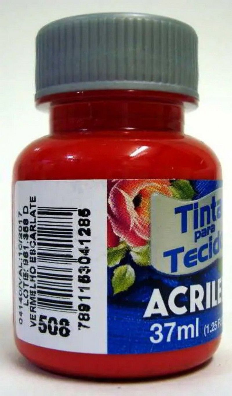 TINTA PARA TECIDO 37ML VERMELHO ESCARLATE - REF. 508 - 1 UNIDADE