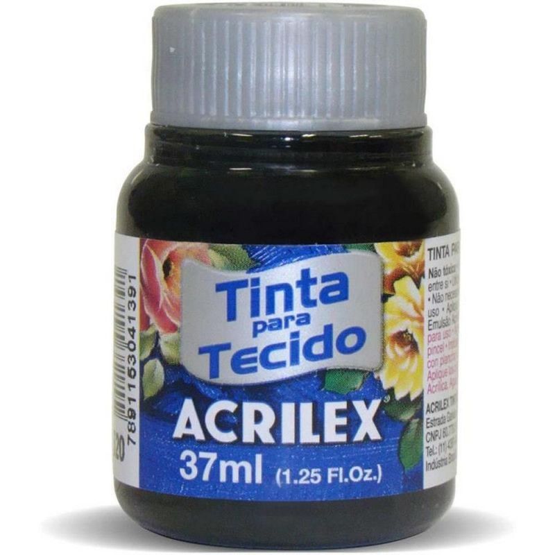TINTA PARA TECIDO 37ML PRETO - REF. 520 - CAIXA COM 12 UNIDADES