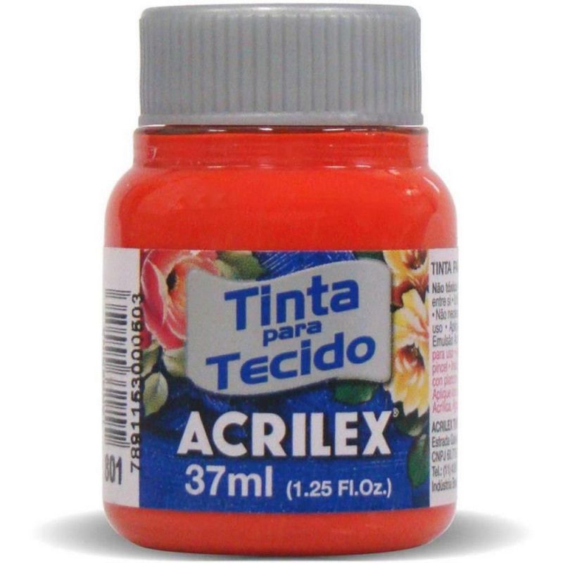TINTA PARA TECIDO 37ML TANGERINA - REF. 801 - CAIXA COM 12 UNIDADES