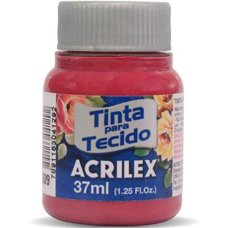 TINTA PARA TECIDO 37ML VERMELHO CARMIM - REF. 509 - CAIXA COM 12 UNIDADES