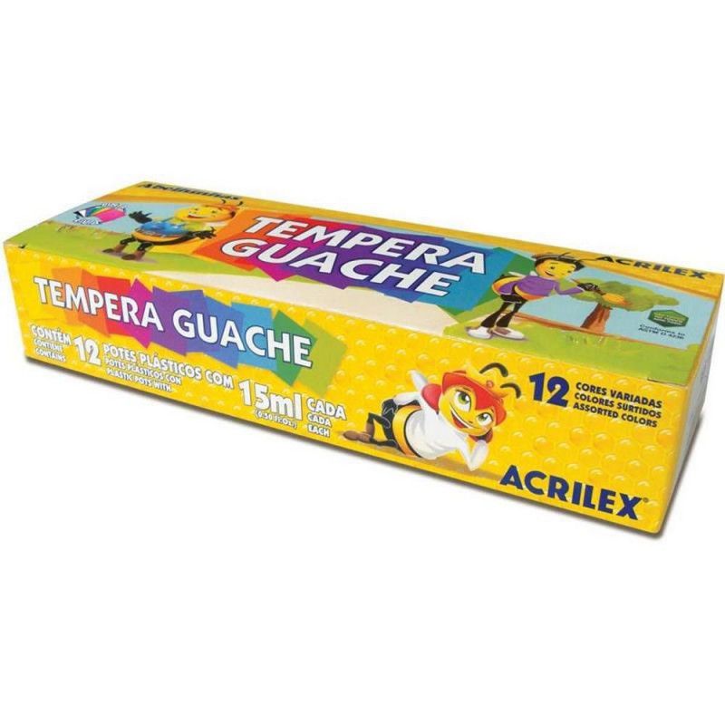 TINTA GUACHE 15ML 12 CORES ACRILEX - REF. 2012 - CAIXA COM 6 UNIDADES