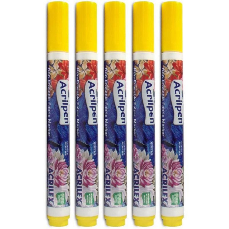 PINCEL ACRILPEN TECIDO AMARELO OURO ACRILEX - 1 CAIXA COM 12 UNIDADES