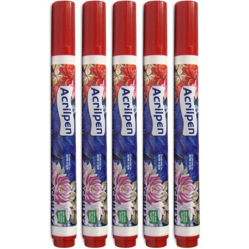 PINCEL ACRILPEN TECIDO VERMELHO FOGO ACRILEX - 1 CAIXA COM 12 UNIDADES