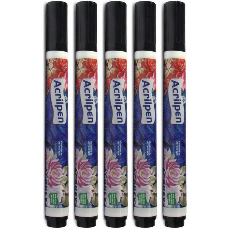 PINCEL ACRILPEN TECIDO PRETO ACRILEX - 1 CAIXA COM 12 UNIDADES