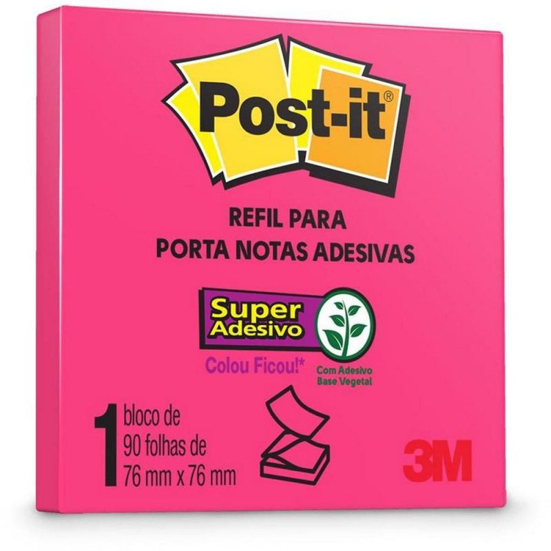 BLOCO ADESIVO ANOTACAO 76X76MM 90 FOLHAS REFIL ROSA - 1 UNIDADE