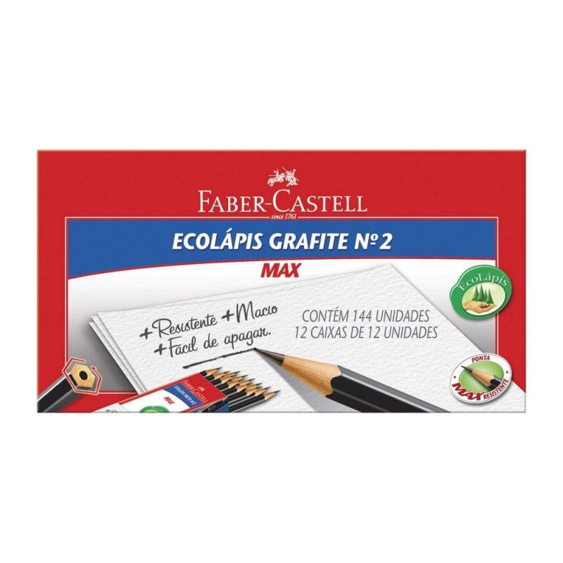 LAPIS PRETO N.2 MAX SEXTAVADO FABER-CASTELL - REF. 1205SM/144 - CAIXA COM 144 UNIDADES