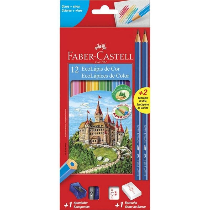 LAPIS 12 CORES + KIT FABER-CASTELL - REF. 120112/2N - CAIXA COM 12 UNIDADES