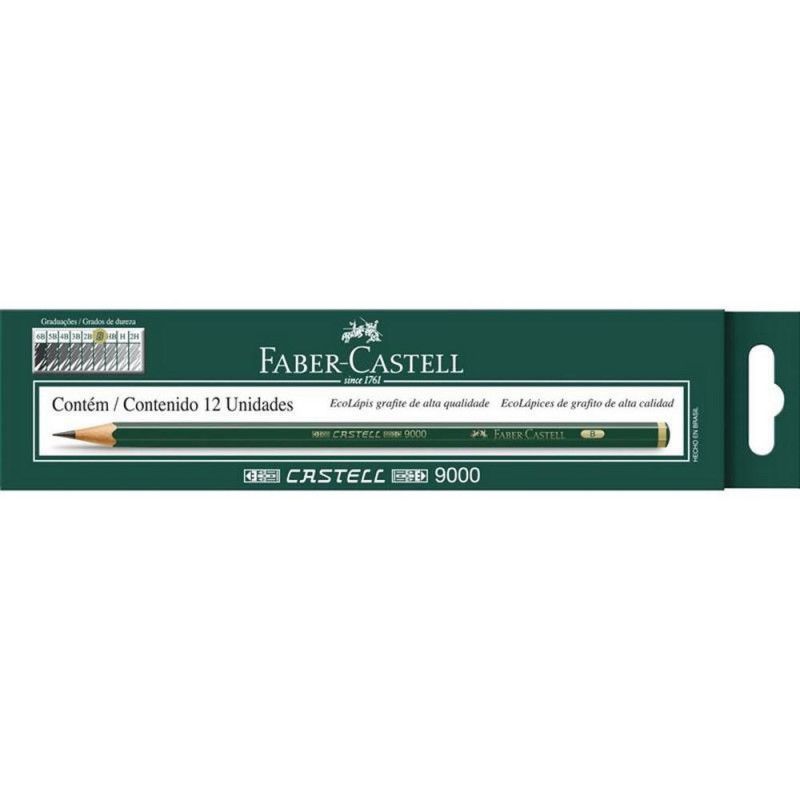 LAPIS PRETO B FABER-CASTELL - REF. 9000B - CAIXA COM 12 UNIDADES