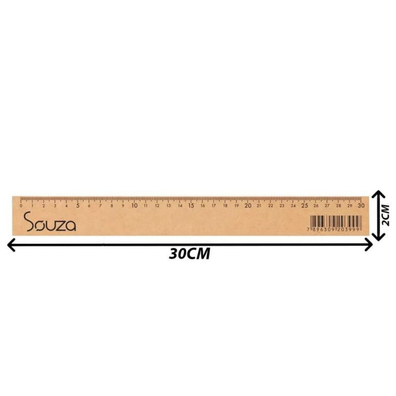 REGUA 30CM MADEIRA SOUZA - REF. 1532 - CAIXA COM 12 UNIDADES