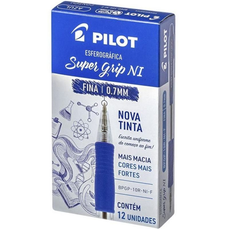 CANETA ESFEROGRAFICA 0.7 SUPER GRIP BPGP-10R AZUL - REF. BPGP-10R - CAIXA COM 12 UNIDADES