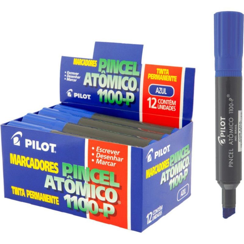 PINCEL ATOMICO PERMANENTE  AZUL -  REF 1100 - CAIXA COM 12 UNIDADES
