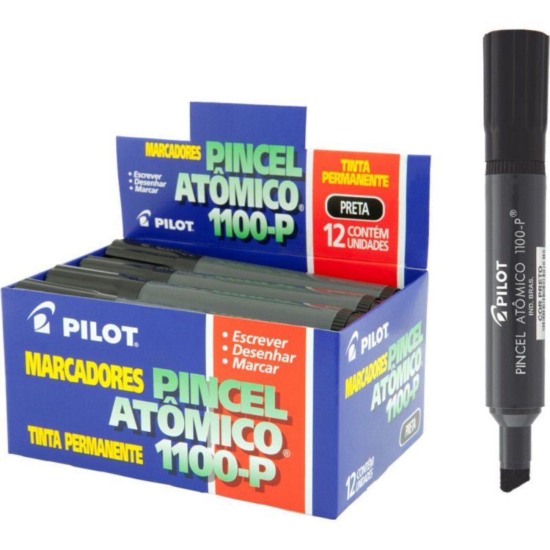 PINCEL ATOMICO PERMANENTE PRETO -  REF 1100 -  CAIXA COM 12 UNIDADES