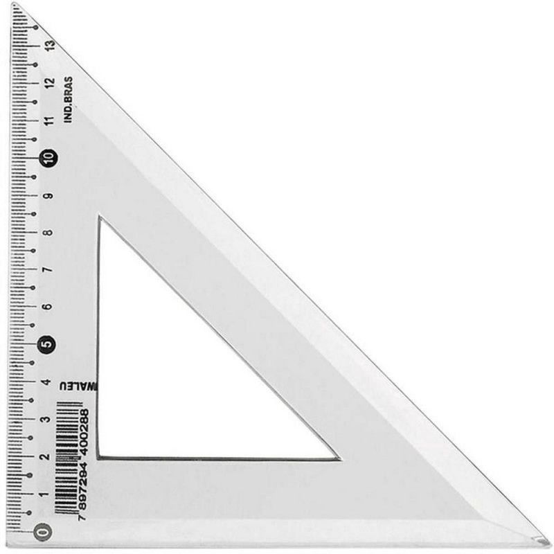 ESQUADRO 45° PLASTICO WALEU - REF. 10070001 - CAIXA COM 10 UNIDADES