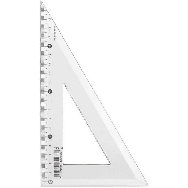 ESQUADRO 60 PLASTICO WALEU - REF. 10070002 - CAIXA COM 10 UNIDADES
