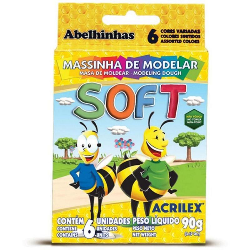 MASSA MODELAR 6 CORES SOFT ACRILEX - REF. 7316 - CAIXA COM 12 UNIDADES