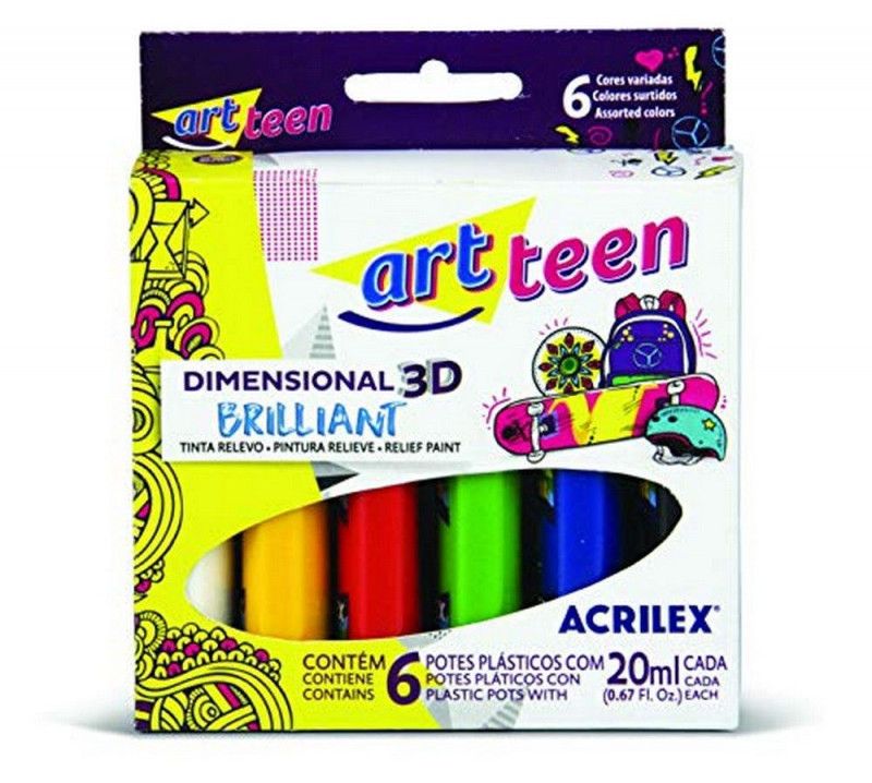 TINTA DIMENSIONAL RELEVO BRILHANTE 20ML - REF. 12106 - CAIXA COM 6 UNIDADES
