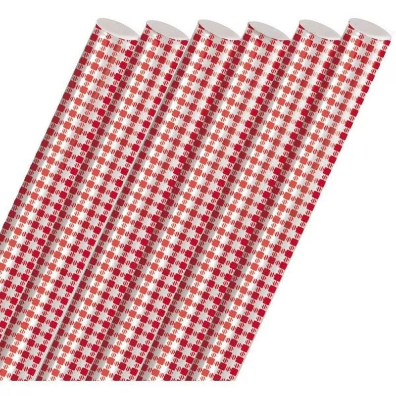 PLASTICO PARA ENCAPAR 45X2M XADREZ VERMELHO CROMUS - REF. 37204 - PACOTE COM 5 UNIDADES
