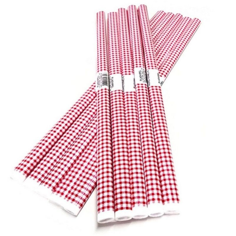 PLASTICO PARA ENCAPAR 45X2M XADREZ VERMELHO CROMUS - REF. 37204 - PACOTE COM 5 UNIDADES
