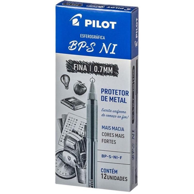 CANETA ESFEROGRAFICA 0.7 BPS PRETO PILOT- REF. BP-S 07 - CAIXA COM 12 UNIDADES