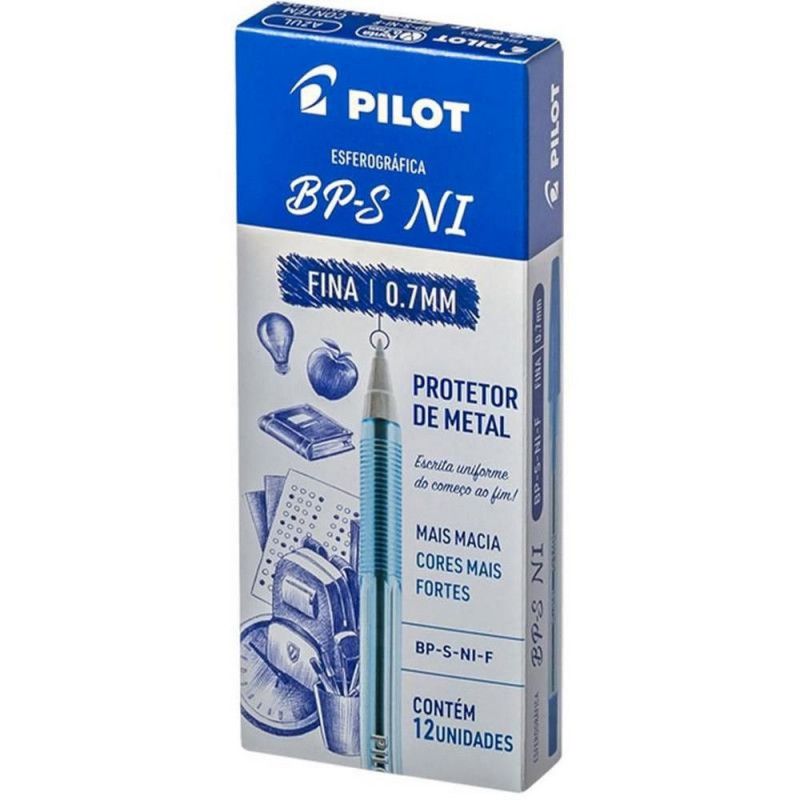CANETA ESFEROGRAFICA 0.7 BPS AZUL PILOT - REF. BP-S 07 - CAIXA COM 12 UNIDADES