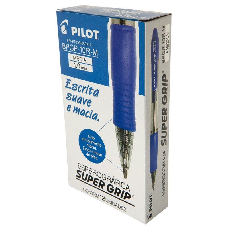 CANETA ESFEROGRAFICA 1.0 SUPER GRIP BPGP-10R AZUL - REF. BPGP-10R - CAIXA COM 12 UNIDADES