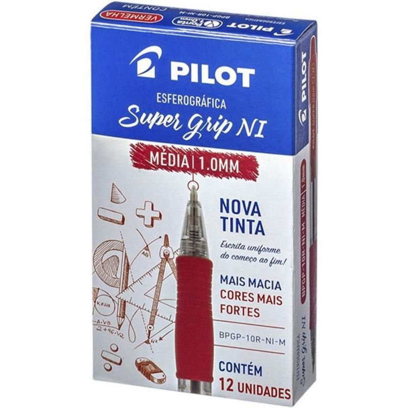 CANETA ESFEROGRAFICA 1.0 SUPER GRIP BPGP-10R VERMELHO - REF. BPGP-10R - CAIXA COM 12 UNIDADES