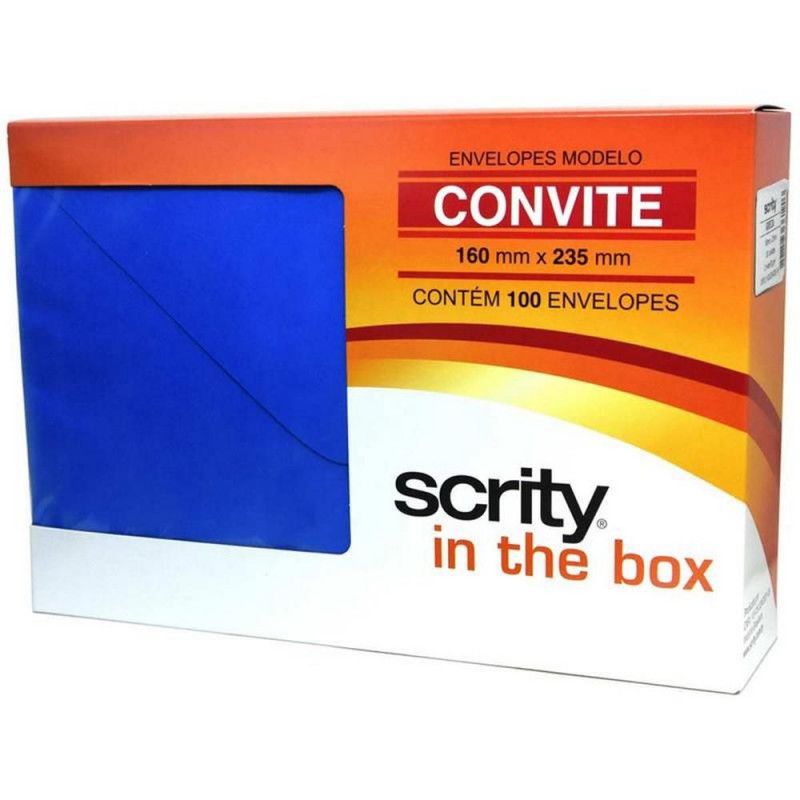 ENVELOPE CONVITE 160X235MM AZUL ROYAL SCRITY - REF. GRECIA - CAIXA COM 100 UNIDADES
