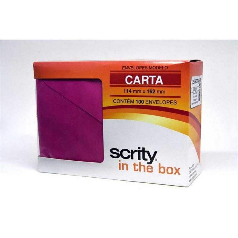 ENVELOPE CARTA 114X162MM ROSA CHOQUE SCRITY - REF. CANCUN - CAIXA COM 100 UNDIADES