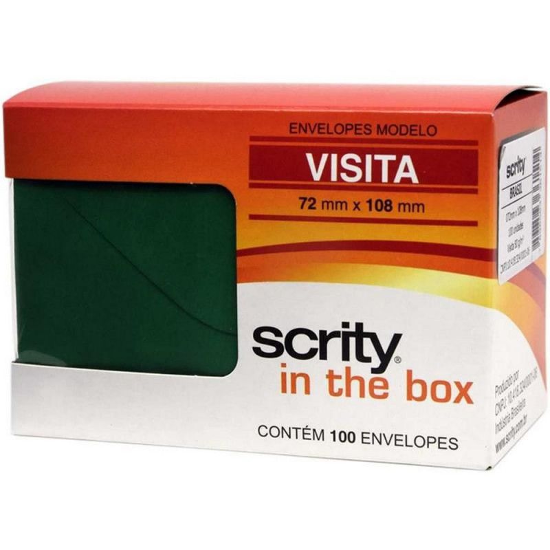 ENVELOPE VISITA 72X108MM VERDE SCRITY - REF. BRASIL - CAIXA COM 100 UNIDADES