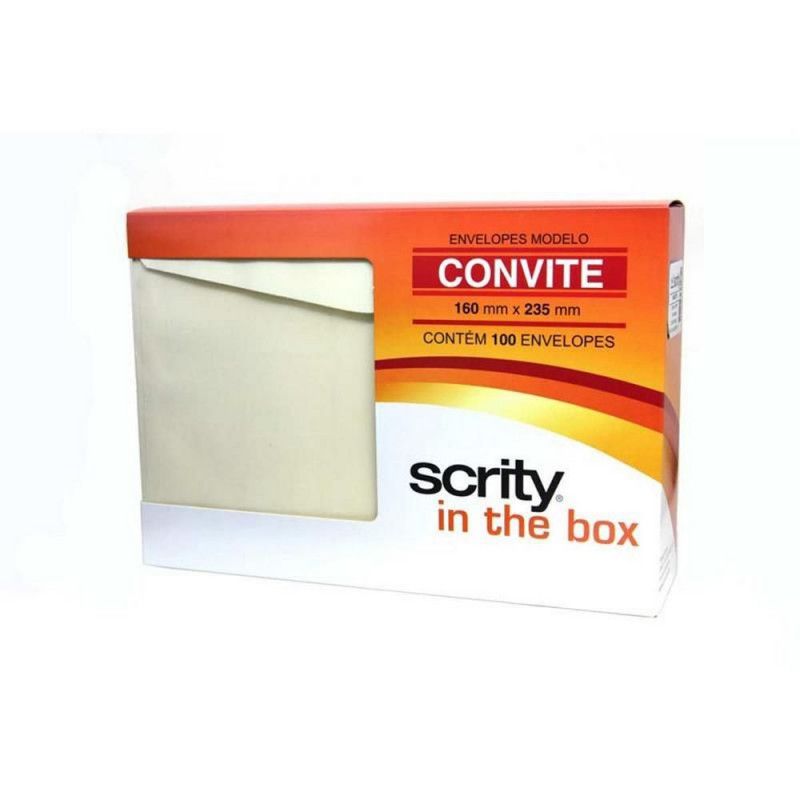 ENVELOPE CONVITE 160X235MM CREME SCRITY - REF. MARFIM - CAIXA COM 100 UNIDADES