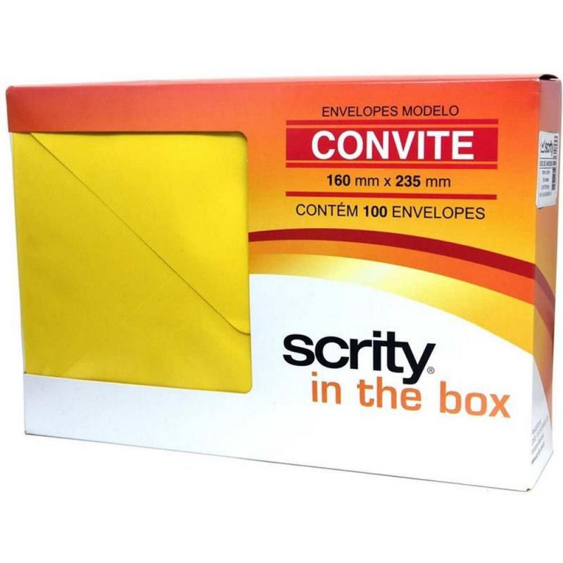 ENVELOPE CONVITE 160X235MM AMARELO SCRITY - REF. R.JANEIRO - CAIXA COM 100 UNIDADES