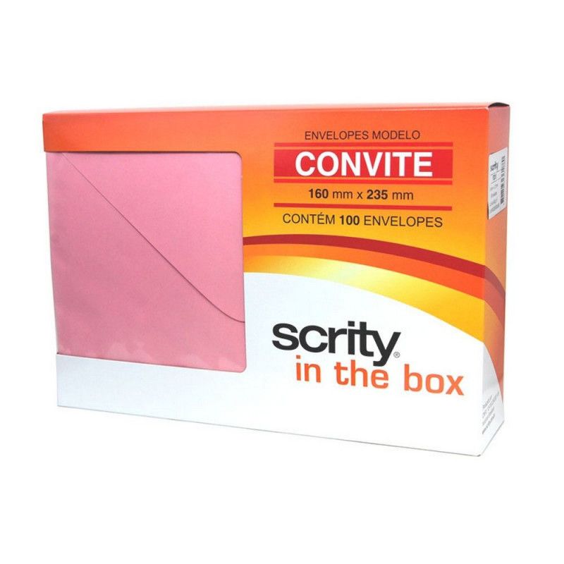 ENVELOPE CONVITE 160X235MM ROSA BEBE SCRITY - REF. FIDJI - CAIXA COM 100 UNIDADES