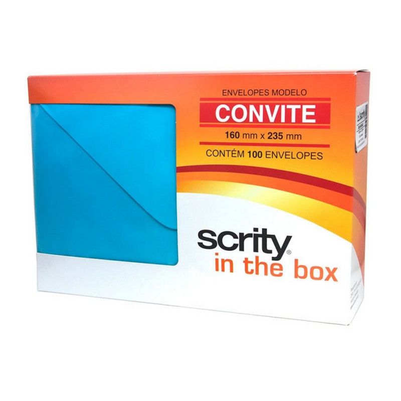 ENVELOPE CONVITE 160X235MM AZUL CLARO SCRITY - REF. BAHAMAS - CAIXA COM 100 UNIDADES