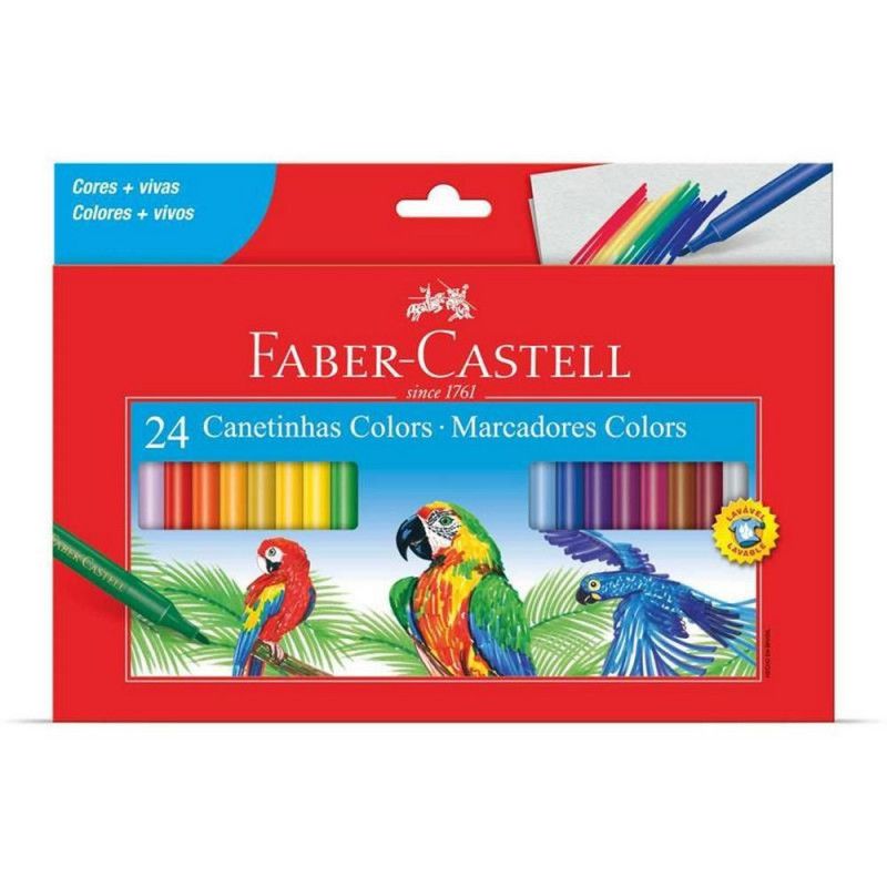 CANETA HIDROCOR 24 CORES FABER CASTELL - REF. 150124 - CAIXA COM 6 UNIDADES
